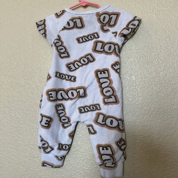 Spearmint Love Baby Terry cloth Kimono Romper 9 Month Unisex White Brown - Picture 2 of 6